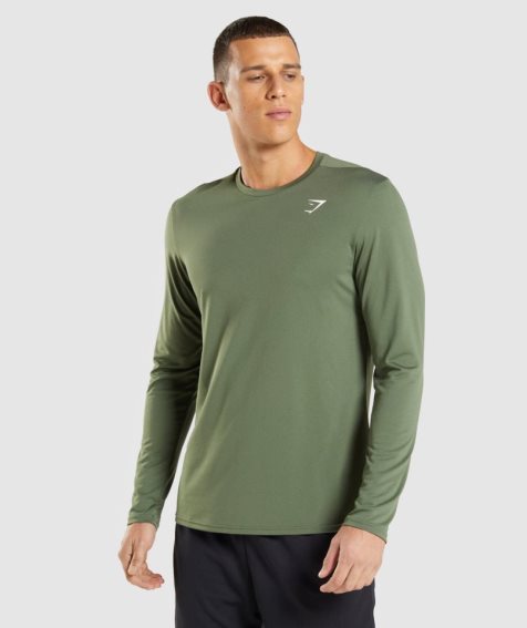 Koszulki Gymshark Arrival Long Sleeve Męskie Oliwkowe | PL 564BSM